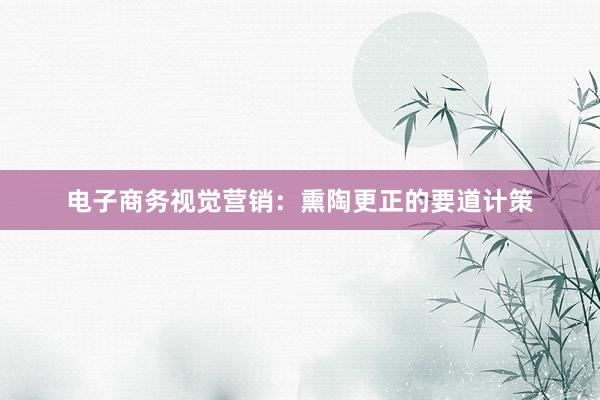 电子商务视觉营销：熏陶更正的要道计策